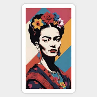 Frida's Color Symphony: Vibrant Portrait Magnet